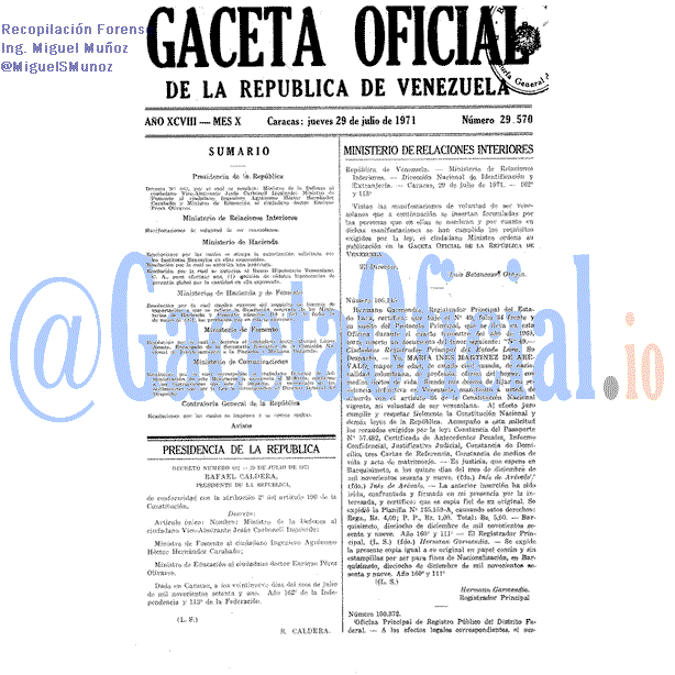 Gaceta Oficial 29570 del 29 Julio 1971