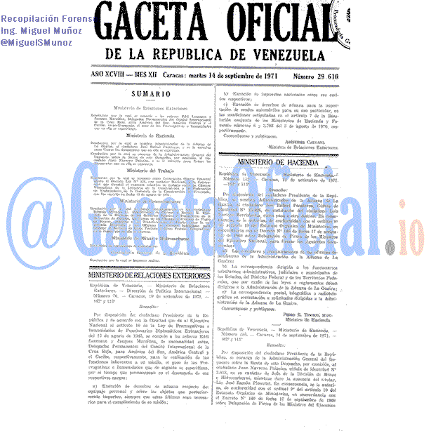 Gaceta Oficial 29610 del 14 Septiembre 1971