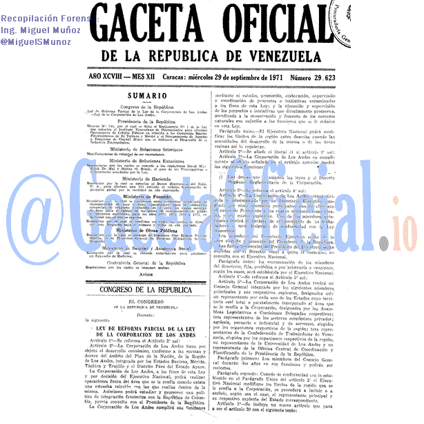 Gaceta Oficial 29623 del 29 Septiembre 1971