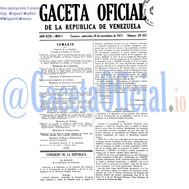 Gaceta Oficial 29657 del 10 Noviembre 1971