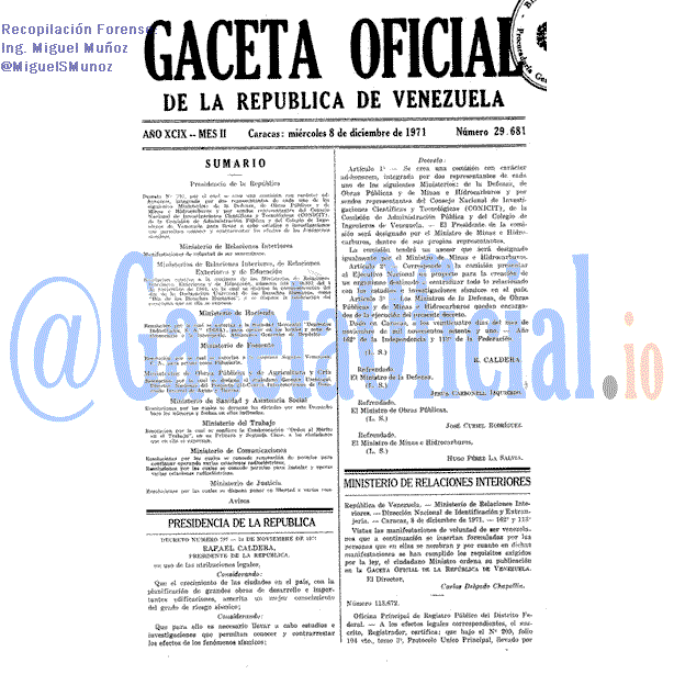Gaceta Oficial 29681 del 8 Diciembre 1971