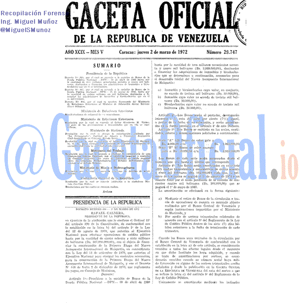 Gaceta Oficial 29747 del 2 Marzo 1972