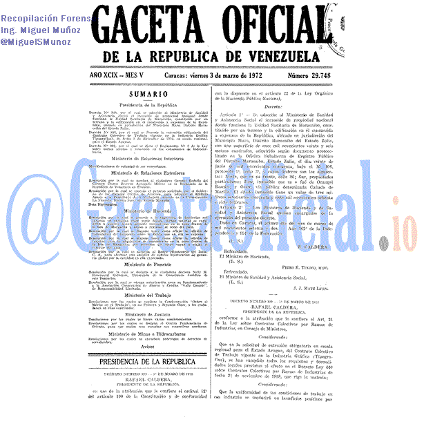 Gaceta Oficial 29748 del 3 Marzo 1972