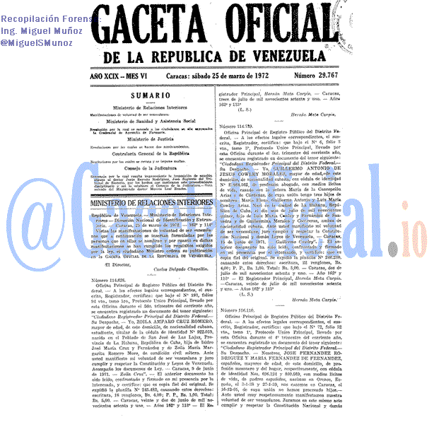 Gaceta Oficial 29767 del 25 Marzo 1972