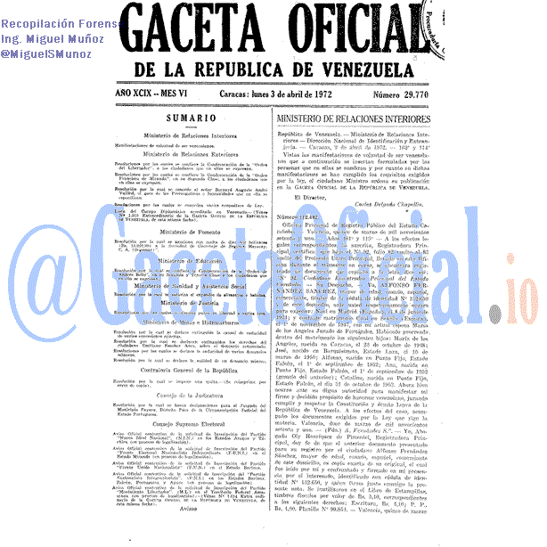 Gaceta Oficial 29770 del 3 Abril 1972