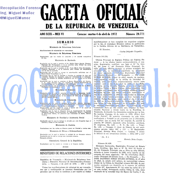 Gaceta Oficial 29771 del 4 Abril 1972