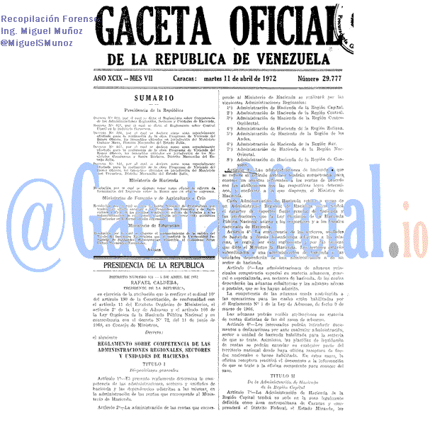 Gaceta Oficial 29777 del 11 Abril 1972