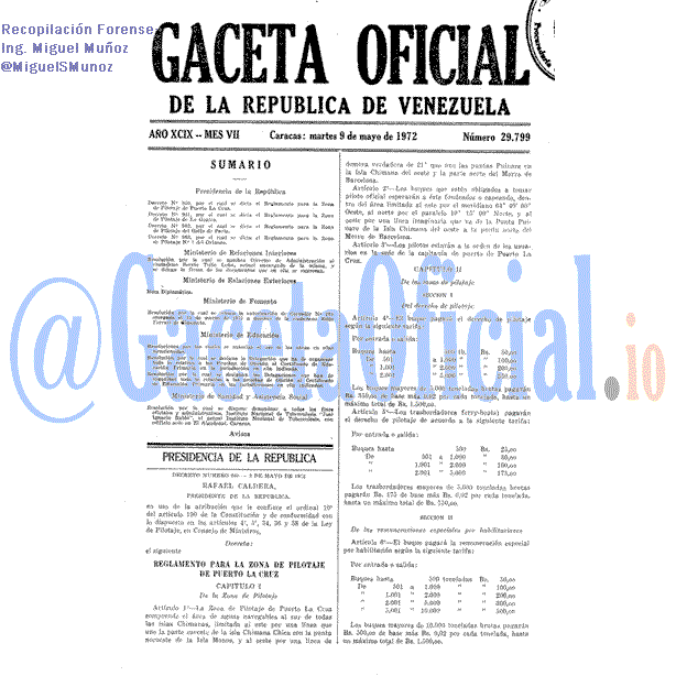 Gaceta Oficial 29799 del 9 Mayo 1972