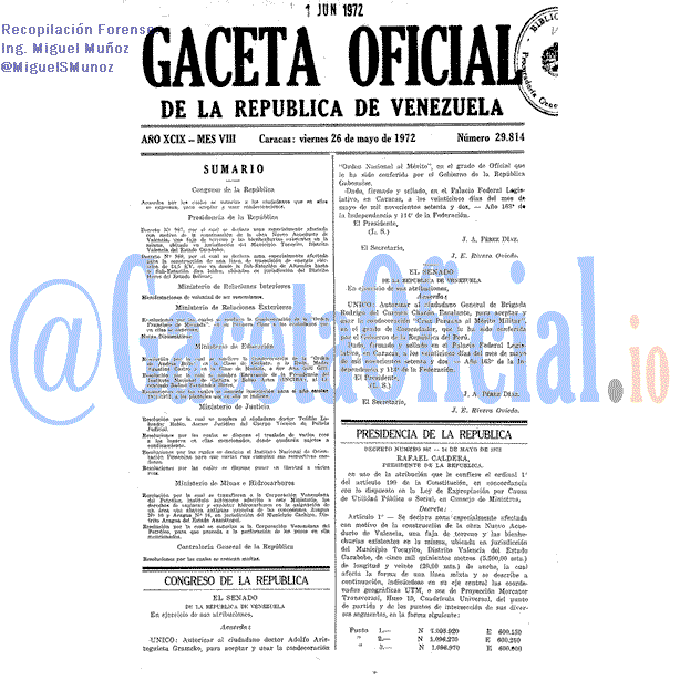 Gaceta Oficial 29814 del 26 Mayo 1972