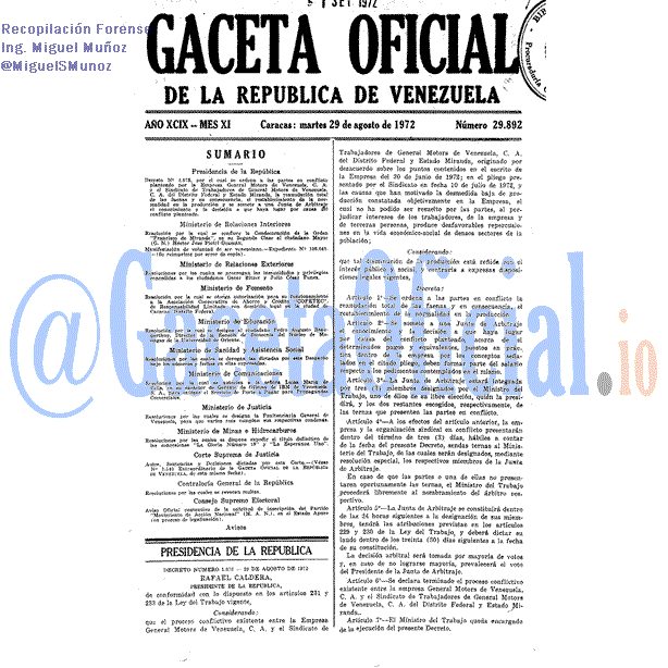 Gaceta Oficial 29892 del 29 Agosto 1972