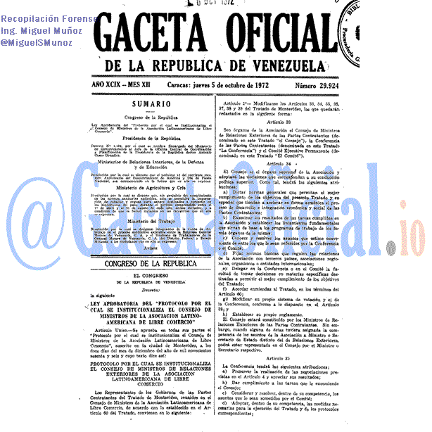 Gaceta Oficial 29924 del 5 Octubre 1972