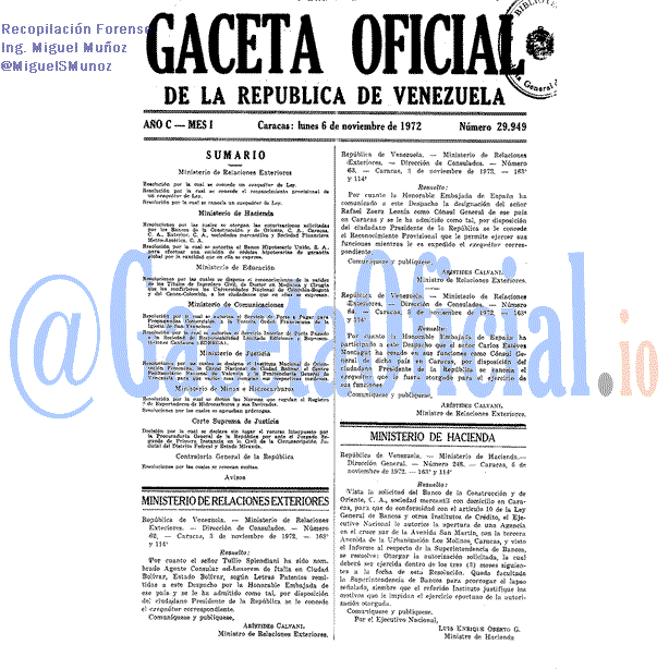 Gaceta Oficial 29949 del 6 Noviembre 1972