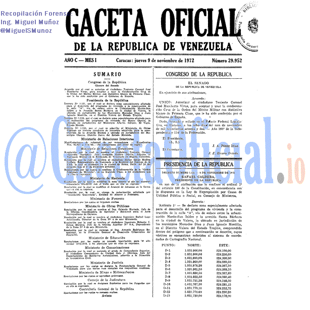 Gaceta Oficial 29952 del 9 Noviembre 1972