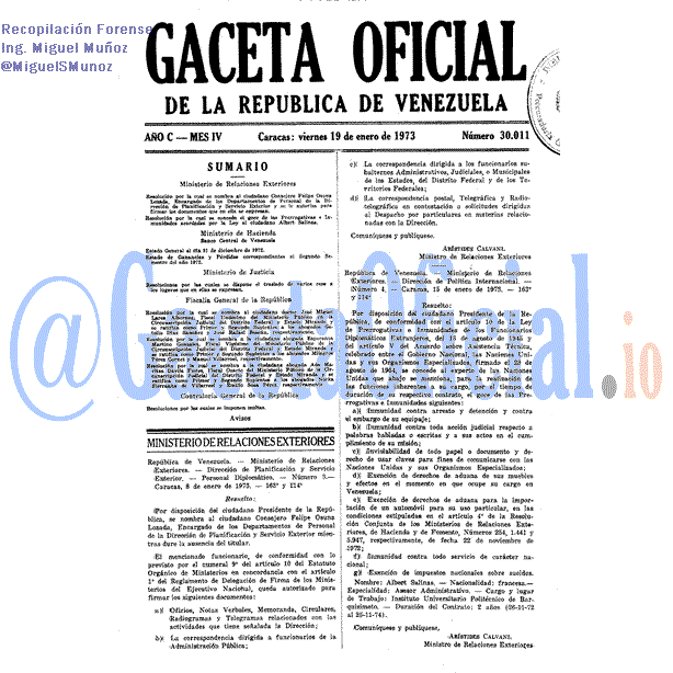 Gaceta Oficial 30011 del 19 Enero 1973