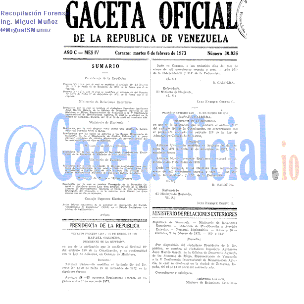 Gaceta Oficial 30026 del 6 Febrero 1973