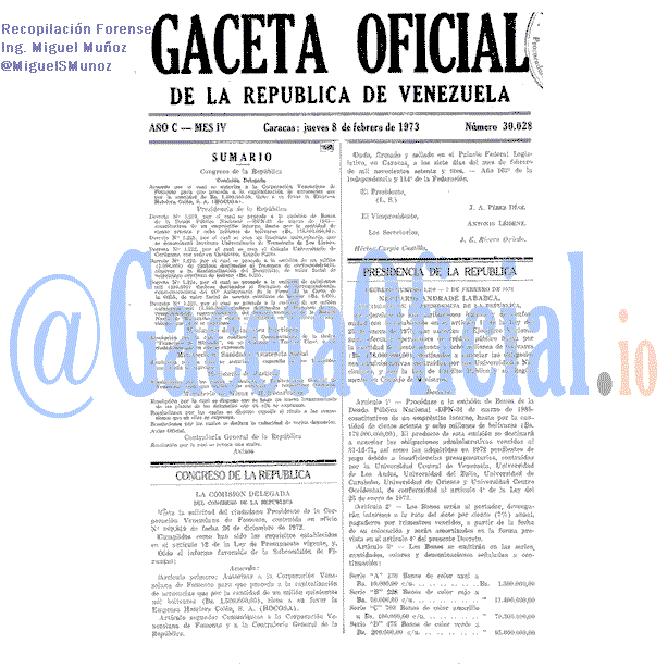 Gaceta Oficial 30028 del 8 Febrero 1973