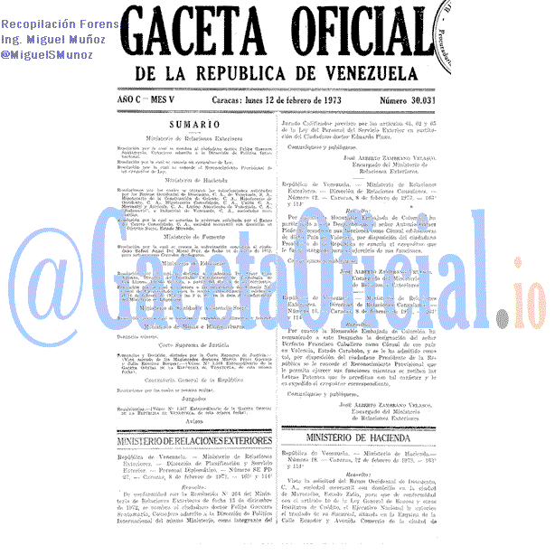 Gaceta Oficial 30031 del 12 Febrero 1973