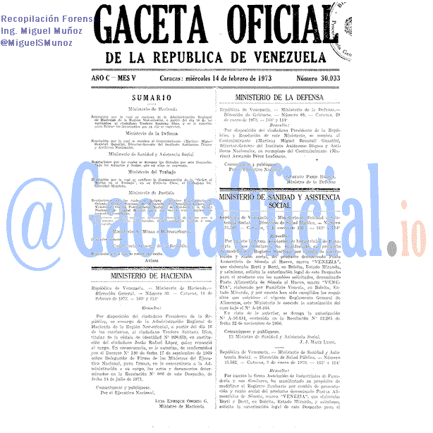Gaceta Oficial 30033 del 14 Febrero 1973