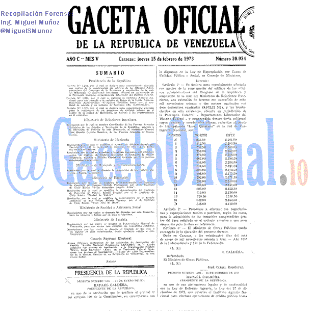 Gaceta Oficial 30034 del 15 Febrero 1973