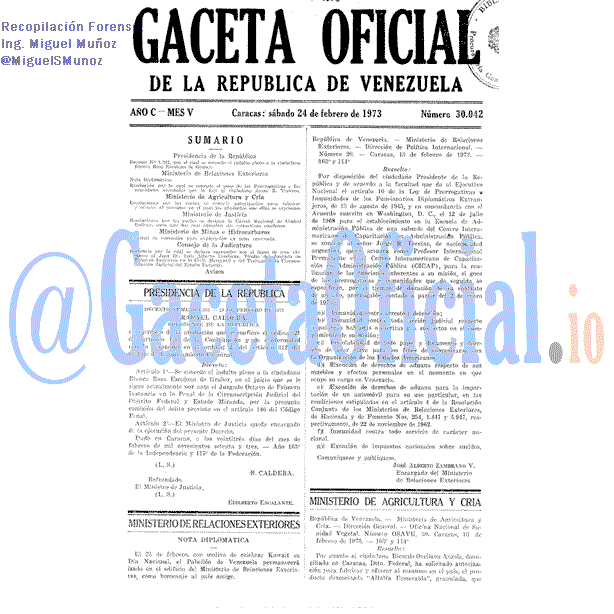 Gaceta Oficial 30042 del 24 Febrero 1973