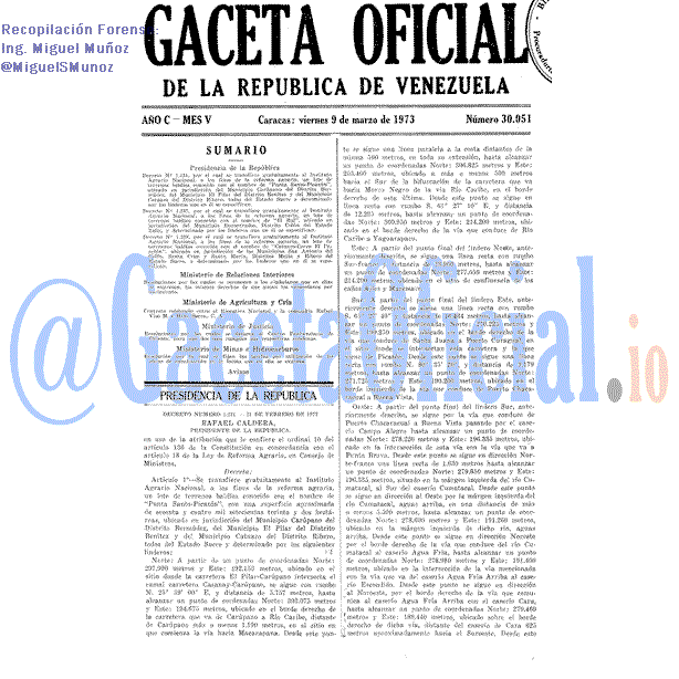 Gaceta Oficial 30051 del 9 Marzo 1973