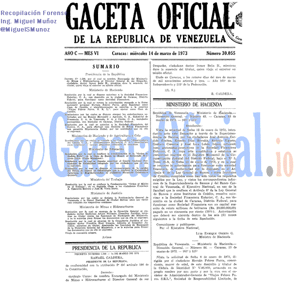 Gaceta Oficial 30055 del 14 Marzo 1973