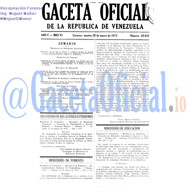 Gaceta Oficial 30059 del 20 Marzo 1973