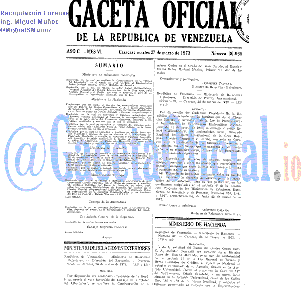 Gaceta Oficial 30065 del 27 Marzo 1973
