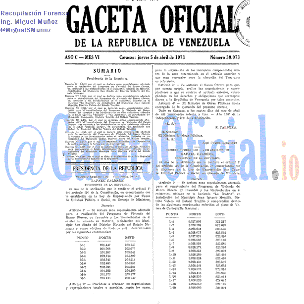 Gaceta Oficial 30073 del 5 Abril 1973