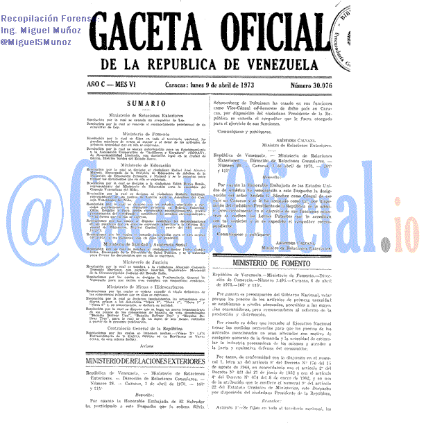 Gaceta Oficial 30076 del 9 Abril 1973