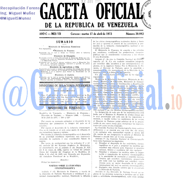 Gaceta Oficial 30083 del 17 Abril 1973