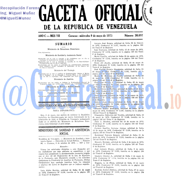 Gaceta Oficial 30097 del 9 Mayo 1973