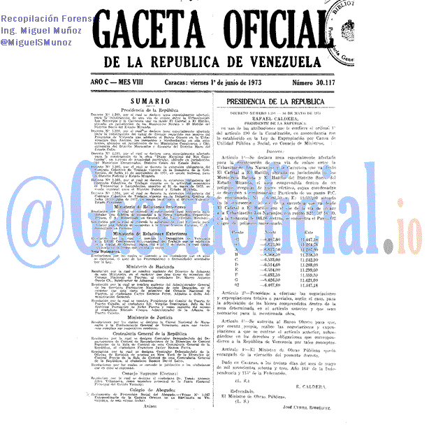 Gaceta Oficial 30117 del 1 Junio 1973