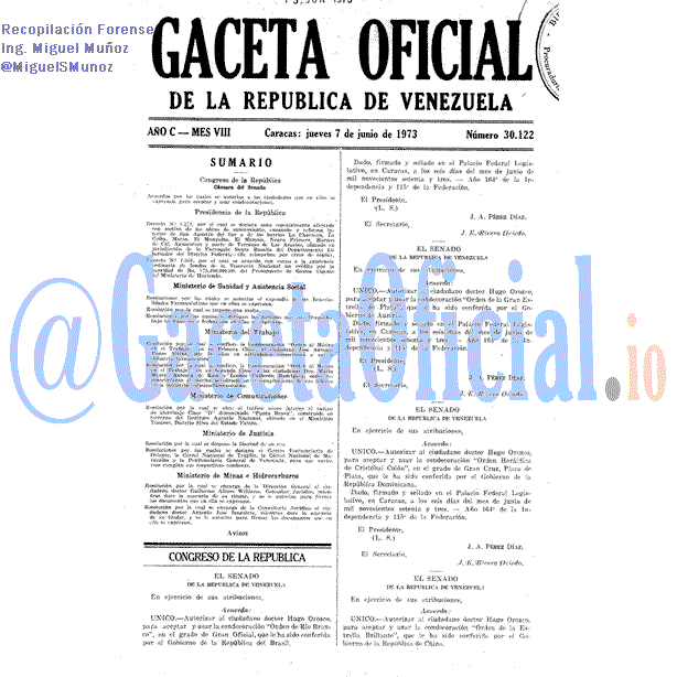 Gaceta Oficial 30122 del 7 Junio 1973