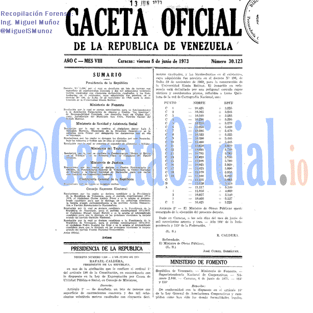 Gaceta Oficial 30123 del 8 Junio 1973