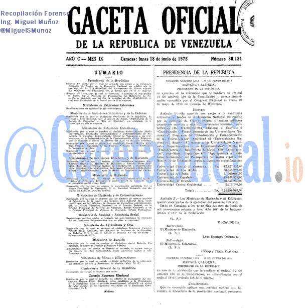 Gaceta Oficial 30131 del 18 Junio 1973