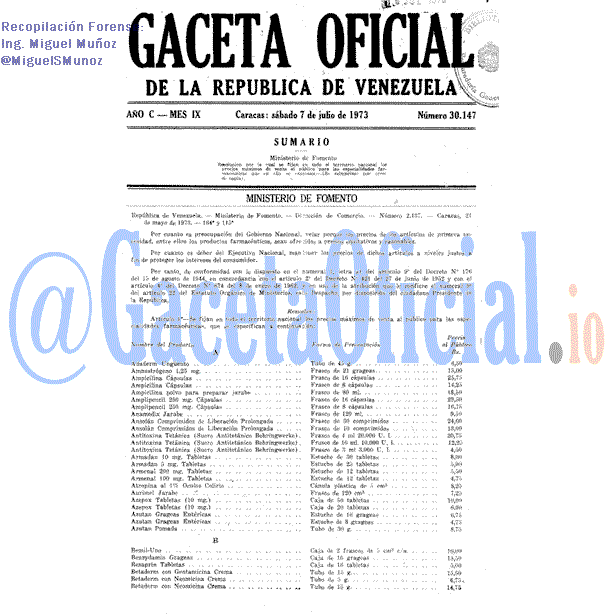 Gaceta Oficial 30147 del 7 Julio 1973