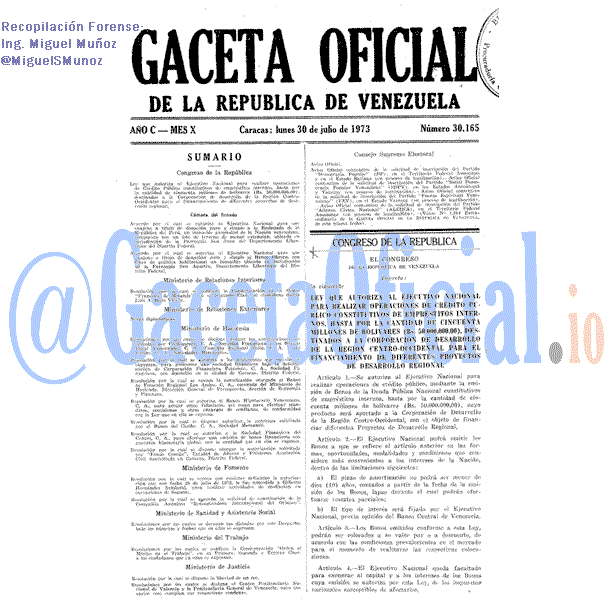 Gaceta Oficial 30165 del 30 Julio 1973