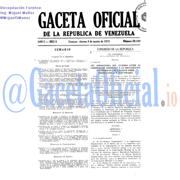 Gaceta Oficial 30169 del 3 Agosto 1973
