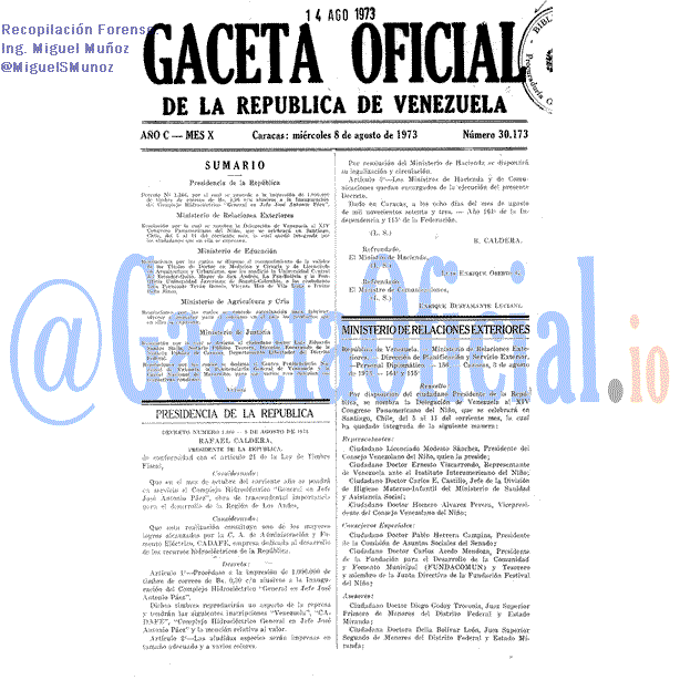 Gaceta Oficial 30173 del 8 Agosto 1973