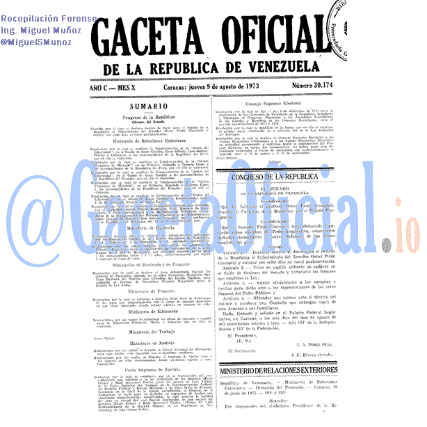 Gaceta Oficial 30174 del 9 Agosto 1973