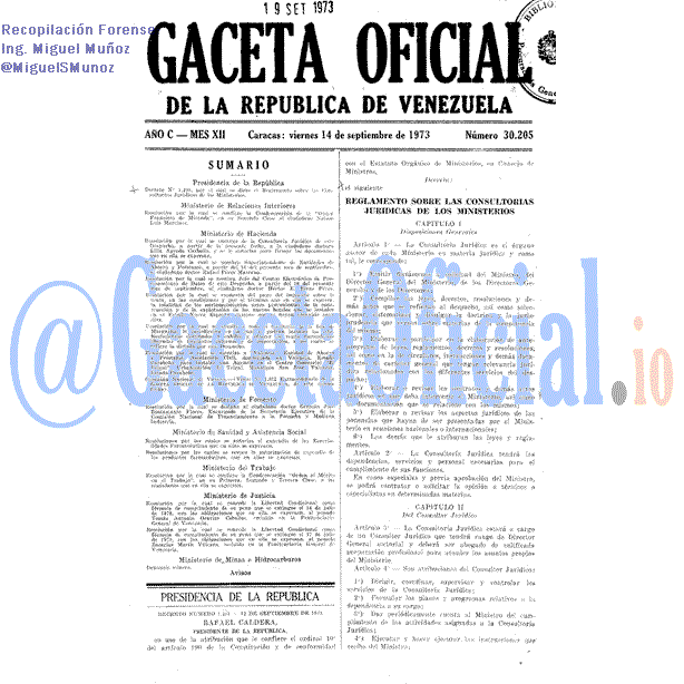 Gaceta Oficial 30205 del 14 Septiembre 1973