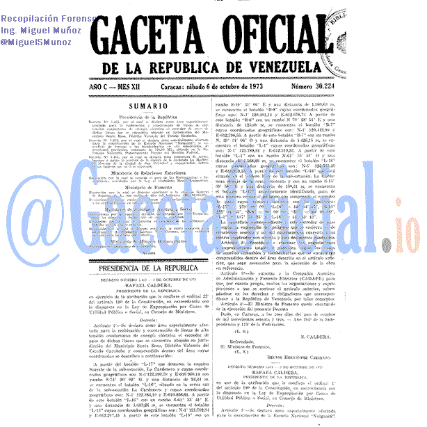 Gaceta Oficial 30224 del 6 Octubre 1973