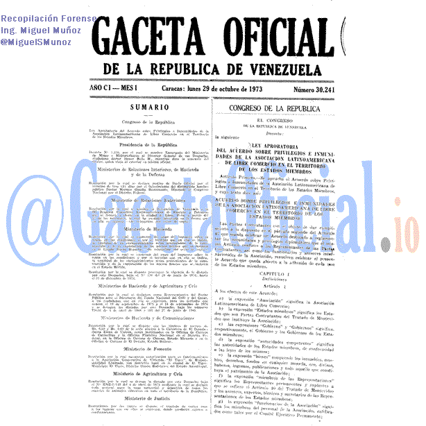 Gaceta Oficial 30241 del 29 Octubre 1973