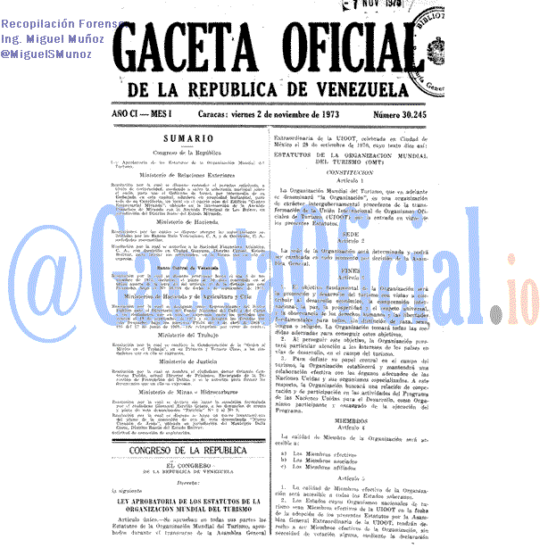 Gaceta Oficial 30245 del 2 Noviembre 1973