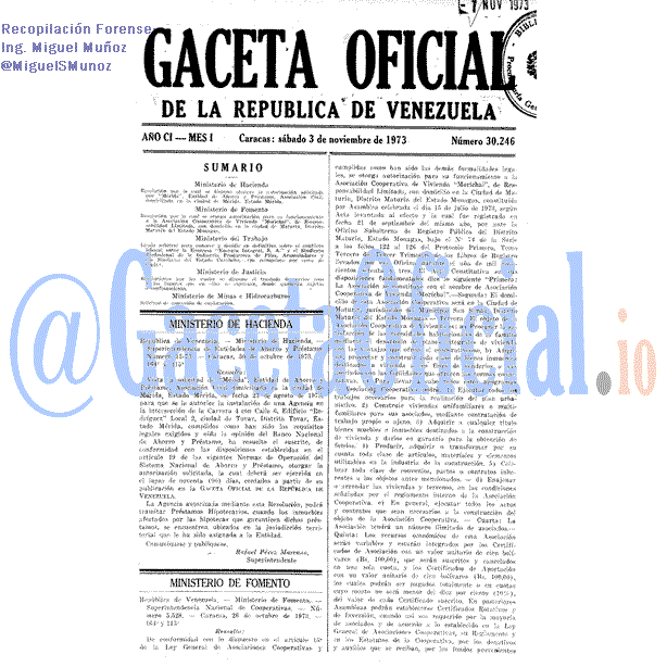 Gaceta Oficial 30246 del 3 Noviembre 1973