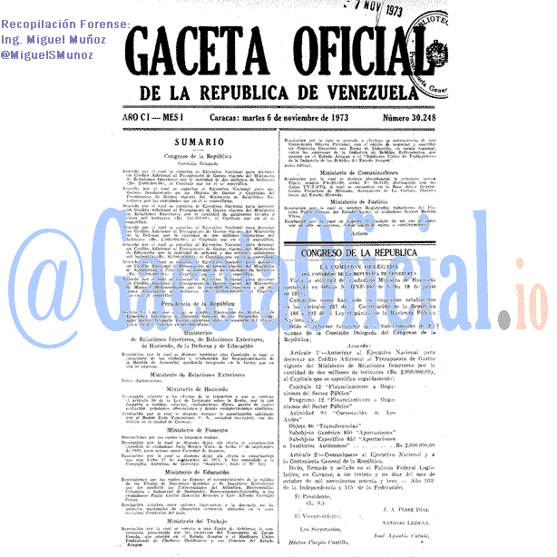 Gaceta Oficial 30248 del 6 Noviembre 1973