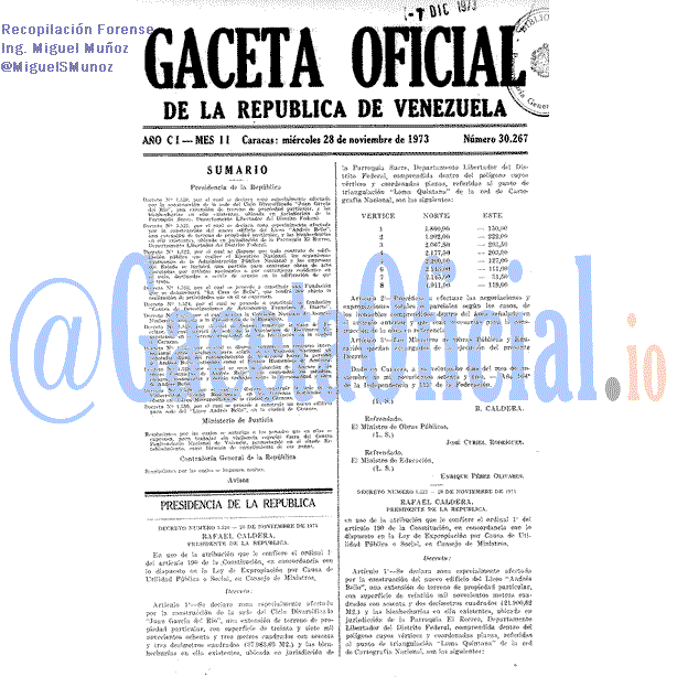 Gaceta Oficial 30267 del 28 Noviembre 1973