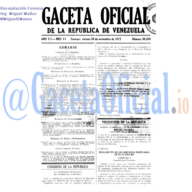 Gaceta Oficial 30269 del 30 Noviembre 1973