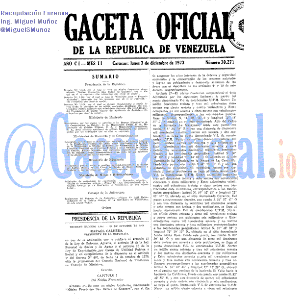 Gaceta Oficial 30271 del 3 Diciembre 1973